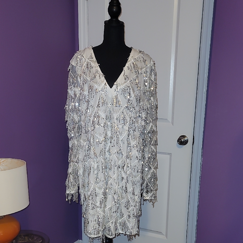 PrettyLittleThing Silver Sequin Dress